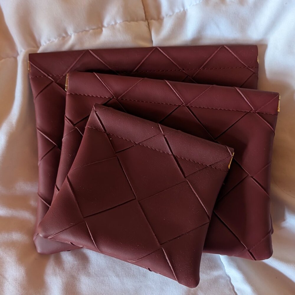 3 accessory storage bags - woven burgundy